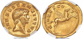 Gallienus, Sole Reign (AD 253-260). AV aureus (21mm, 4.18 gm, 6h). NGC AU 4/5 - 2/5, Fine Style, slight bend, brushed. Milan, AD 265. GALLIENVS GER AV...