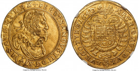 Ferdinand III gold 5 Ducat 1640 AU Details (Obverse Repaired) NGC, Vienna mint, cf. KM912 (this date unlisted), Fr-216, Horsky-Unl., Köhler-Unl., Heri...