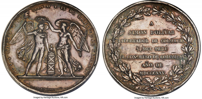 Republic silver "The Congress of Colombia to Bolívar upon the Victories at Junín...