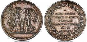 Republic silver "The Congress of Colombia to Bolívar upon the Victories at Junín and Ayacucho" Medal 1825-Dated AU Details (Damaged) NGC, Barac-Unl., ...