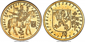Republic gold 10 Dukatu 1935 MS63 NGC, Kremnitz mint, KM14, Fr-4. Mintage: 600. A very low-mintage date for this type that typically saw production fi...