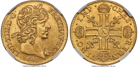 Louis XIII gold 2 Louis d'Or 1640-A MS61+ NGC, Paris mint, KM108, Fr-409, Gad-59. 13.51gm. "IMP" in reverse legends. A compelling Mint State Double Lo...