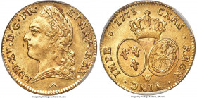 Louis XV gold 2 Louis d'Or 1773-W MS65+ PCGS, Lille mint, KM557.8, Gad-347. A sublime gem representative of this Double Louis d'Or, struck in the penu...