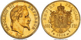 Napoleon III gold 100 Francs 1868-BB MS62 PCGS, Strasbourg mint, KM802.2, Gad-1136. Mintage: 789. A challenging issue, and the lowest-mintage date of ...