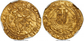 Henry VII (1485-1509) gold Angel ND (1495-1498) MS63 NGC, Tower mint, Pansy mm, S-2183, N-1696, Schneider-Unl. 5.15gm. (pansy) x hЄnRIC' x DI' x GRΛ' ...