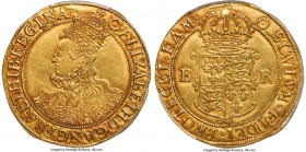 Elizabeth I (1558-1603) gold Pound ND (1600) AU55 PCGS, Tower mint, O mm, Sixth issue, S-2534, N-2008, Schneider-804. 11.26gm. (O) ELIZABETH • D' • G'...