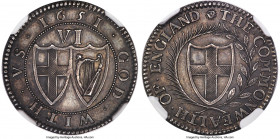 Commonwealth silver Pattern 6 Pence 1651 MS63 NGC, Sun mm, KM-Unl., ESC-217 (R2; prev. ESC-1498), N-pg. 206. 22mm. Milled edge. By Pierre Blondeau. Cl...