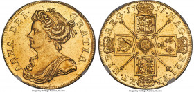 Anne gold 2 Guineas 1711 AU58 NGC, KM531, S-3569, Schneider-Unl. Displaying flaring golden brilliance over surfaces revealing only the faintest rub an...