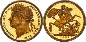 George IV 6-Piece Certified gold & silver Proof Set 1821, 1) 6 Pence - PR66 NGC, KM678, S-3813 2) Shilling - PR65 NGC, KM679, S-3810 3) 1/2 Crown - PR...