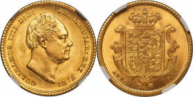 William IV gold 1/2 Sovereign 1835 MS66 NGC, KM722, S-3831, Marsh-411. A stunning gem of a coin, replete with essentially perfect silky luster that ap...
