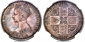 Victoria Proof "Gothic" Crown 1847 PR63+ NGC, KM744, S-3883, ESC-2571. UN DECIMO on edge. Effortlessly appealing, this naturally toned representative ...