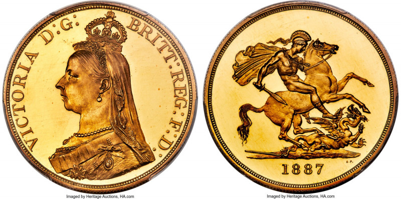 Victoria gold Proof 5 Pounds 1887 PR64 Deep Cameo PCGS, KM769, S-3864, W&R-285, ...