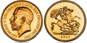 George V gold Proof 5 Pounds 1911 PR65 NGC, KM822, S-3994, W&R-414. Mintage: 2,812. An elegant gem offering whose soft gold and champagne-tinged tone ...