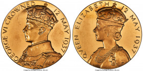George VI gold Proof "Coronation" Medal 1937 PR62 Ultra Cameo NGC, Eimer-2046a, BHM-4314. 118.89gm. 57mm. By Percy Metcalfe. A spectacular large-forma...