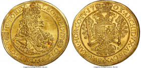 Leopold I gold 5 Ducat 1703/2-NB UNC Details (Plugged) NGC, Nagybanya mint (in Transylvania), KM-A257, Fr-134, Husz-1295. 17.33gm. Crown divides date....