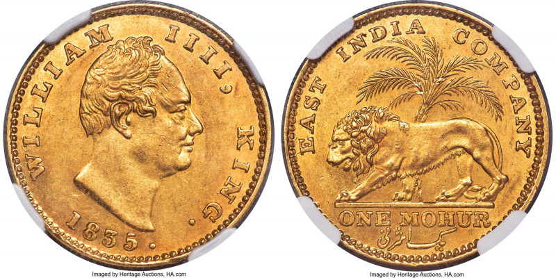 British India. William IV gold Mohur 1835.-(c) MS61 NGC, Calcutta mint, KM451.2,...