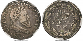 Milan. Charles V 16 Soldi 6 Denari (1/2 Testone) ND (1535-1556) VF25 NGC, CNI-V.63, Crippa-14 var. (reverse legend without pellets). 5.68gm. • IMP • C...