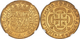 Philip V gold "Royal" 8 Escudos 1715 Mo-J MS62 NGC, Mexico City mint, KM-R57.3 (Rare), Fr-7, Cay-9950, Cal-2196, Onza-401 (one known), Oro Macuquino-4...