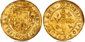 Batenburg. Herman Diederik van Bronckhorst (1573-1612) gold Nieuwe Zonnekroon (Nouvelle Couronne d'Or) ND (after 1578-1581?) MS63 NGC, Batenburg mint,...