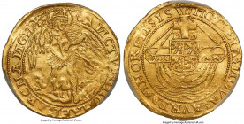 Thorn. Margaretha van Brederode gold Angelot ND (1557-1577) MS62 PCGS, Fr-173f, Delm-266 (R2), CNM-2.42.1. 5.03gm. SAИCTVS: MICHAEL: ARCHAИGEL (double...