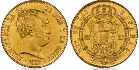 Ferdinand VII gold 320 Reales 1822 M-SR MS61 NGC, Madrid mint, KM566, Fr-319, Onza-1243, Cal-1778. De Vellon coinage. A brilliant selection imbued wit...