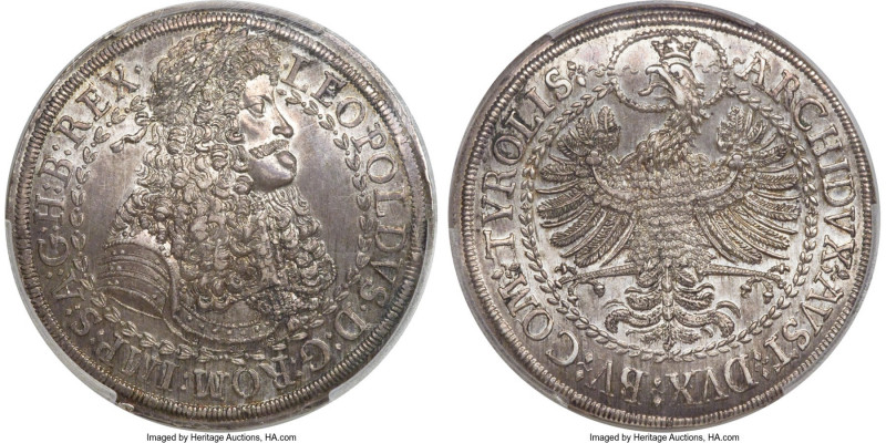 Leopold I 2 Taler ND (1657-1705) MS63 PCGS, Hall mint, KM1120.2, Dav-3251. A bea...