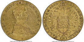 Ferdinand I gold 4 Ducat 1843-A AU Details (Plugged) NGC, Vienna mint, KM2270, Fr-480. Gratifyingly detailed for having undergone any degree of circul...
