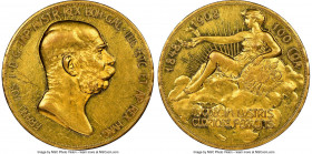 Franz Joseph I gold Proof "Lady in the Clouds" 100 Corona 1908 AU Details (Obverse Scratched) NGC, Kremnitz mint, KM2812, Fr-514. Struck for the 60th ...
