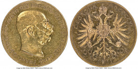 Franz Joseph I gold Prooflike 100 Corona 1911 PL55 NGC, Vienna mint, KM2819, Fr-507. A highly respectable representation for the type, having aged to ...