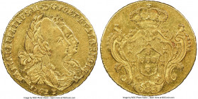 Maria I & Pedro III gold 1600 Reis 1782-B Clipped NGC, Bahia mint, KM211, LMB-473. 3.01gm. A very rare opportunity to own an example of this highly el...