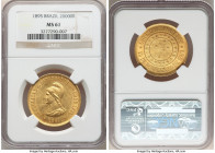 Republic gold 20000 Reis 1895 MS61 NGC, Rio de Janeiro mint, KM497, LMB-715. Mintage: 4,811. Exhibiting gleaming, satiny mint luster, punctuated by a ...