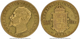 Ferdinand I gold 100 Leva 1894-KB AU Details (Obverse Cleaned) NGC, Kremnitz mint, KM21, Fr-2. Mintage: 2,500. A very scarce type in an appreciable st...