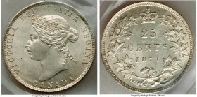 Victoria 25 Cents 1871-H MS65 ICCS, Heaton mint, KM5. Obverse 2. A combination of frosty luster and soft, silvery patination result in a nearly "snow ...