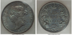 Victoria 25 Cents 1881-H MS65 ICCS, Heaton mint, KM5. Clad in a balanced steel-gray patina that carries a soft undercurrent of metallic blue throughou...