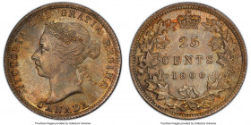 Victoria 25 Cents 1900 MS65 PCGS, London mint, KM5. An ultra-refined gem that exudes unique appeal-- the result of an age-old silt-hued patina graced ...