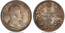 Edward VII 25 Cents 1902 MS64+ PCGS, London mint, KM11. Produced by a bold strike, with resulting commendable clarity realized to Edward's bust, and i...
