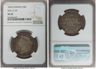 Victoria "No L.C.W." 50 Cents 1870 VF25 NGC, London mint, KM6. No "L.C.W." at truncation variety. The scarcer variety for the first year of issue 50 C...