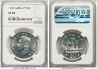George VI Specimen Dollar 1949 SP66 NGC, Royal Canadian mint, KM47. Newfoundland commemorative featuring a clipper ship in full sail. A radiant gem of...