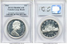 Elizabeth II Proof "Large Beads" Dollar 1966 PR68 Cameo PCGS, Royal Canadian mint, KM64.1. Large Beads variety. Both sides display mesmerizing frosty ...