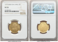 Charles III gold 2 Escudos 1777/6 So-DA VF25 NGC, Santiago mint, KM-Unl., Cal-Unl. Truly a unique offering, entirely missing from Calico as well as th...