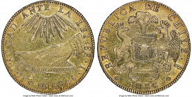 Republic gold 8 Escudos 1836 So-IJ AU Details (Cleaned) NGC, Santiago mint, KM93, Fr-37, Onza-1631. Hand on Book type. A more attainable selection of ...