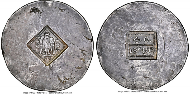 Zara. French Occupation Siege 18 Francs 40 Centimes (4 Onces) 1813 AU53 NGC, KM4...