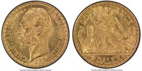 Danish Colony. Christian IX gold 4 Daler (20 Francs) 1904-(h) MS64 PCGS, Copenhagen mint, KM72. First in the series of a two-date type with an incredi...