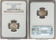 Republic Decimo 1889-DT MS65 NGC, Santiago mint, KM50.2. An elusive Santiago-minted issue possessing an advanced eye appeal, with argent fields decora...
