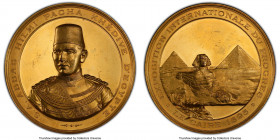 Abbas II Helmy Bey gilt-copper Specimen "Cairo International Exposition" Medal 1895 SP63 PCGS, 66mm. By Stefano Johnson. A substantial commemorative m...