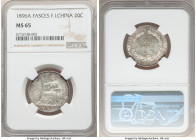 French Colony 20 Cents 1896-A MS65 NGC, Paris mint, KM3a, Lec-197. Fasces variety. A coin that towers above the competition for this type-date, exhibi...