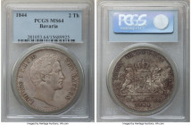 Bavaria. Ludwig I 2 Taler 1844 MS64 PCGS, KM814, Dav-589, Thun-74. A beautiful, choice selection endowed with a vibrant pearlescent glow that results ...