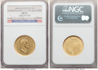 Hannover. William IV of England gold 10 Taler 1835-B AU55 NGC, KM171.1, Fr-1164. From the SS New York Shipwreck. The scarcer Standard Catalog entry wi...