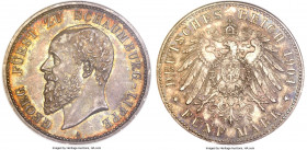 Schaumburg-Lippe. Albrecht Georg 5 Mark 1904-A MS65 NGC, Berlin mint, KM50, J-165. Mintage: 3,000. A most wonderful low-mintage offering holdered in a...
