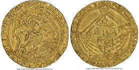 Henry VI (2nd Reign, Restored) gold Angel ND (1470-1471) AU Details (Reverse Scratched) NGC, Tower mint, Pierced (Restoration) Cross mm, S-2078, N-161...